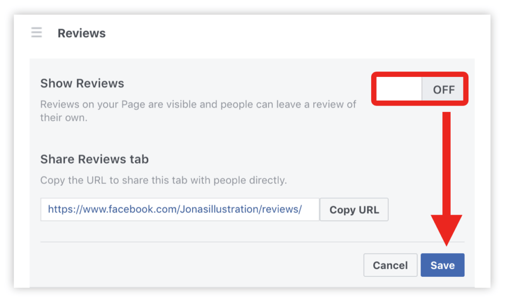turn off facebook business reviews step 2